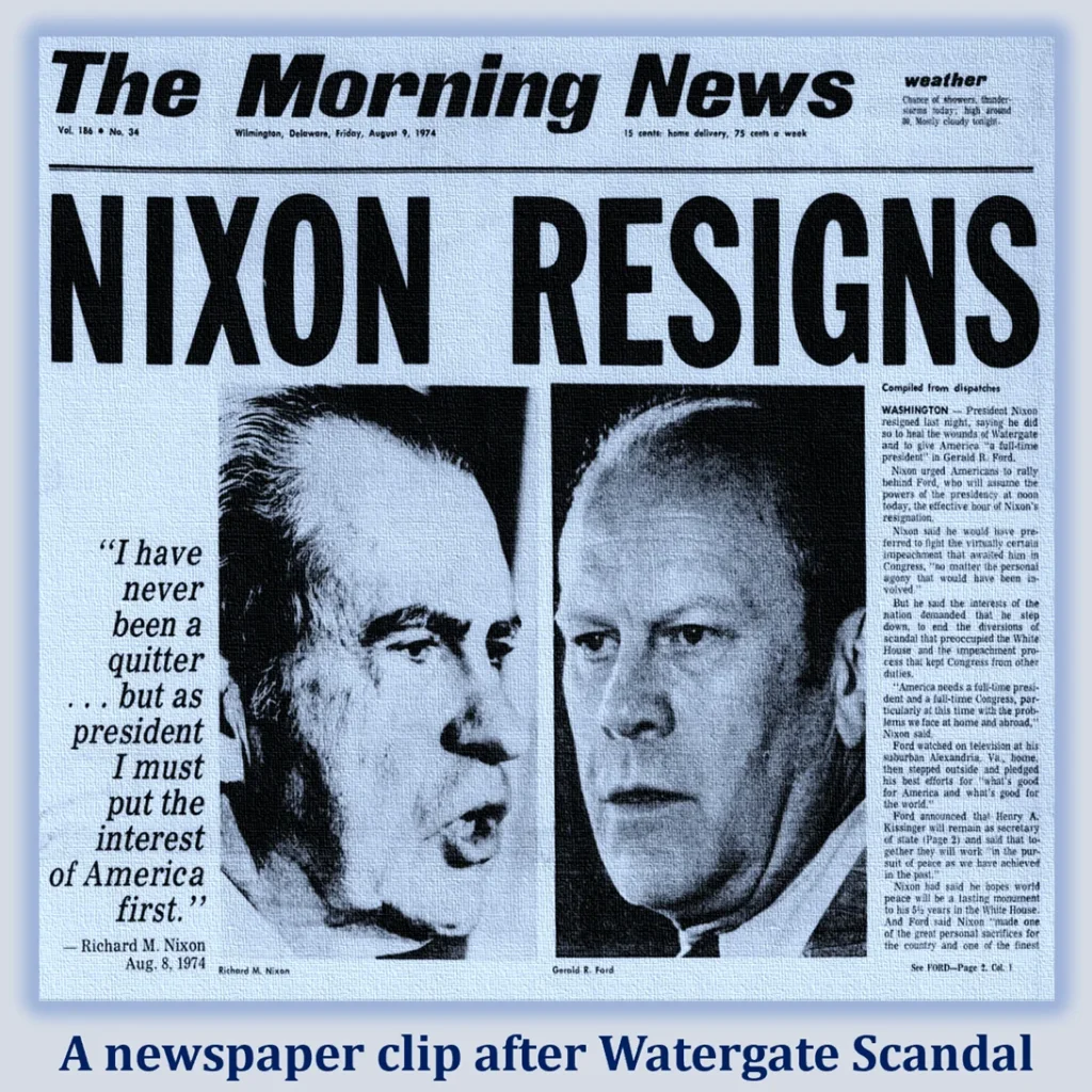 Richard M. Nixon: A Reflection on Presidency, Scandal and Legacy 3 A newspaper clip after Watergate Scandal